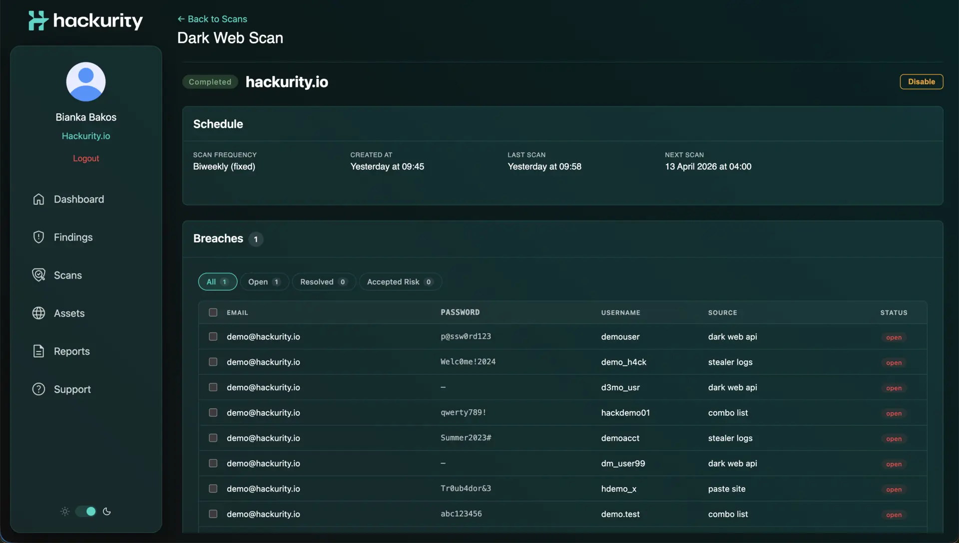 A screenshot of the Hackurity ATI portal