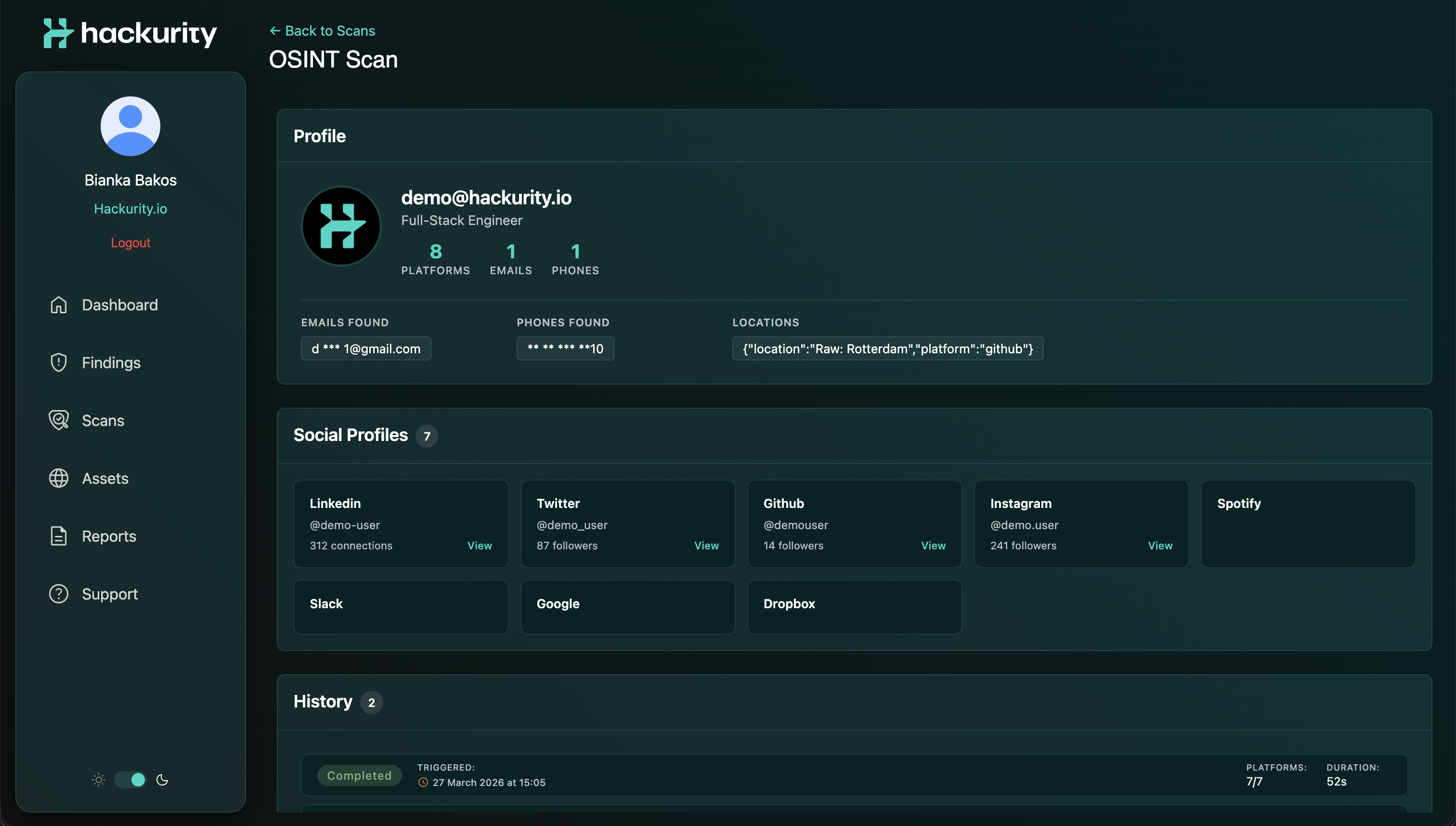 A screenshot of the Hackurity ABD portal