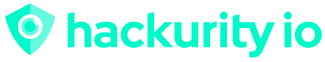 The logo of Hackurity.io featuring cyan colored text with a camera in front of it.